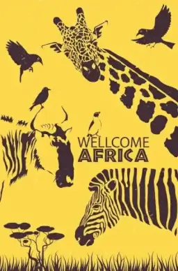 africa advertisement wild animals icons retro design