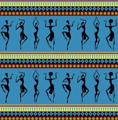 africa background dancing human silhouette repeating style
