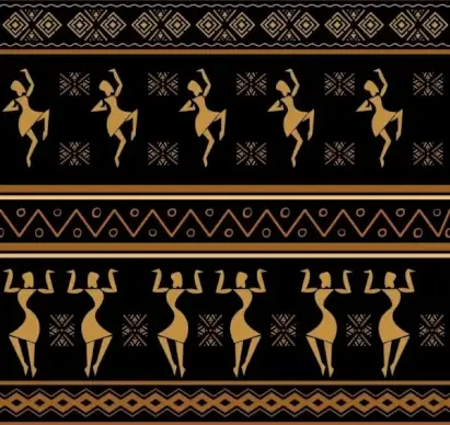 africa pattern human dancing decor classical symmetric design