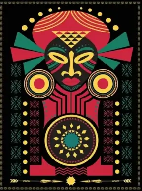 africa symbol drawing tribal human icon dark multicolor