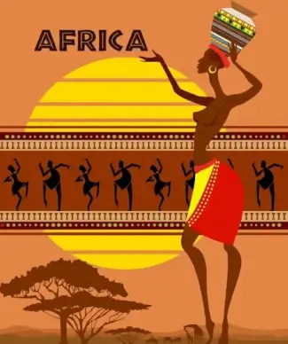africa tribal background grassland icon dancing human decor