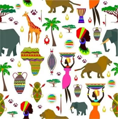 african repeat pattern illustration in flat color style