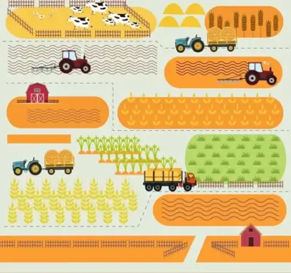 agriculture drawing cattle machines crop icons