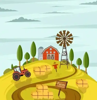 agriculture farm drawing multicolored cartoon design