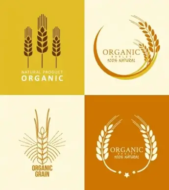 agriculture product logotypes barley icons flat design