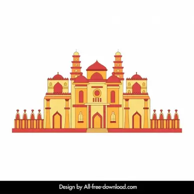 ahmedabad building icon elegant classical symmetric outline