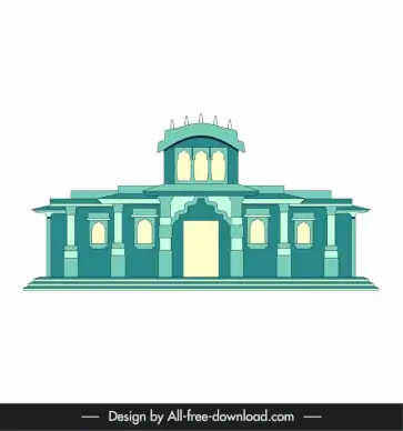 ahmedabad india building architecture icon flat symmetric sketch