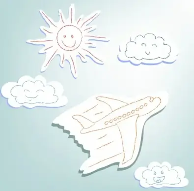 airplane flying background cute hand drawn style sketch