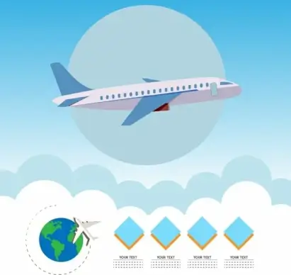 airplane infographic design colored symbols geometry ornament