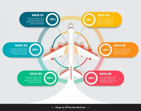 airplane infographic template modern symmetric design 