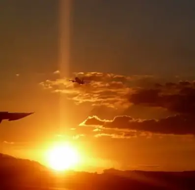 airport aircraft sunset