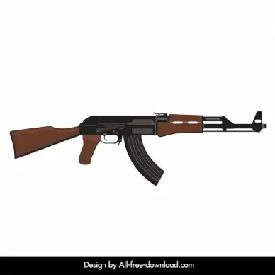 ak47 icon modern flat sketch