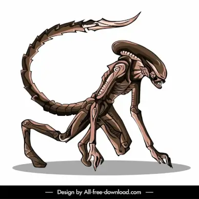 alien dog icon 3d frightening cartoon character sketch