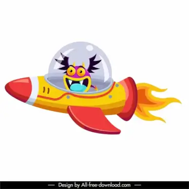 alien icon spaceship sketch funny cartoon character
