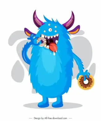 alien monster icon funny cartoon character eating sketch