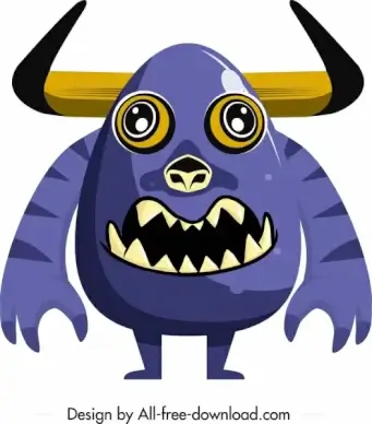 alien monster icon horny animal sketch cartoon character