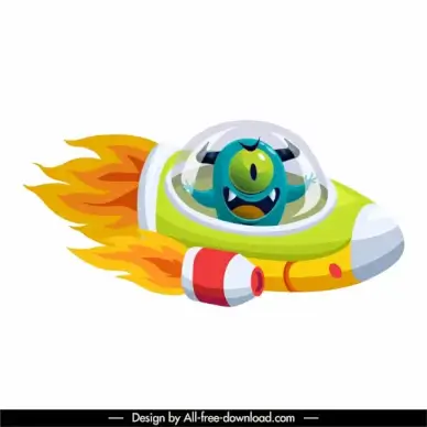 alien spaceship icon dynamic cartoon character sketch
