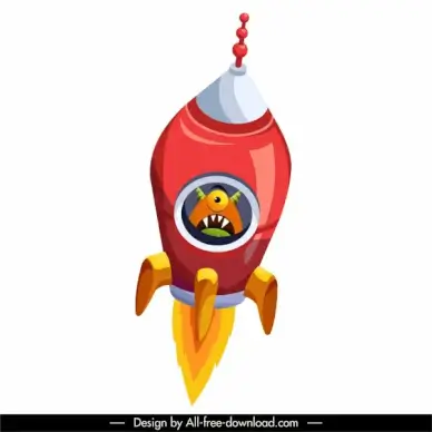 alien spaceship icon dynamic sketch cartoon design