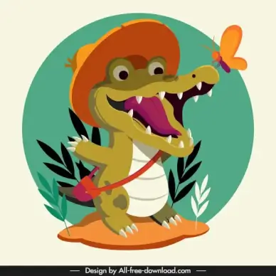 alligator icon funny stylized cartoon sketch