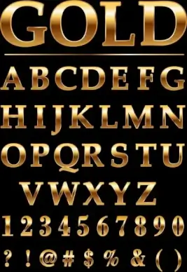 alphabet background shiny golden capital texts decor