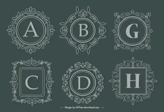 alphabet border templates elegant european retro seamless decor