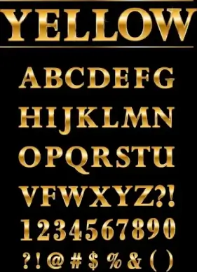 alphabets background shiny yellow design