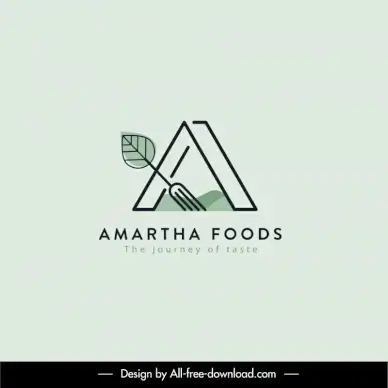 amartha foods logotype flat classic handdrawn fork leaf stylized text sketch