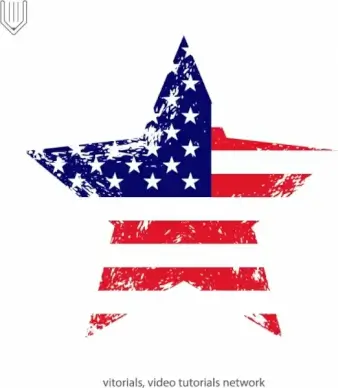american flag with grunge texture in star shape