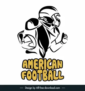 american football advertising banner black white dynamic player handdrawn sketch