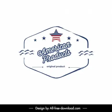 american product stamp flat geometry flag stars decor