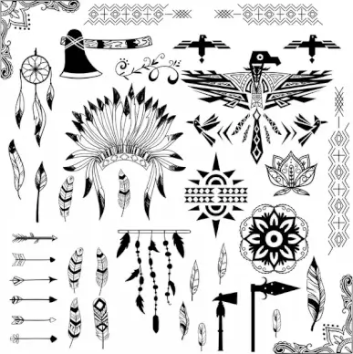 american tribe symbols design in black and white