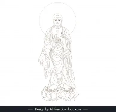 amitabha buddha  design elements handdrawn outline