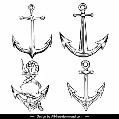 anchor tattoo templates black white classical sketch