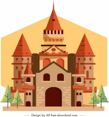 ancient castle template classical colorful design
