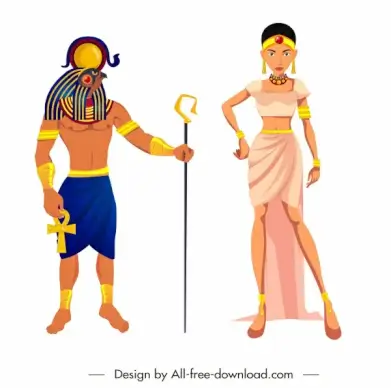 ancient egypt design elements royal personnel cartoon characters