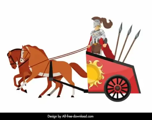 ancient greek soldier icon colored cartoon sketch