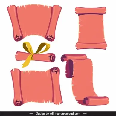 ancient parchment templates retro design 3d curled sketch