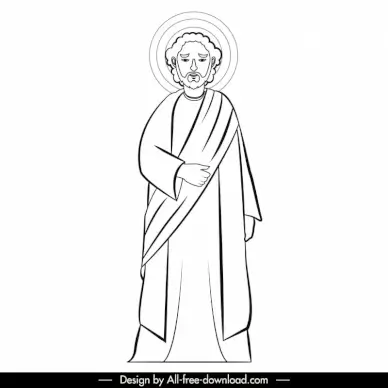 andrew christian apostle icon black white cartoon character outline