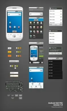 android phone gui psd layered