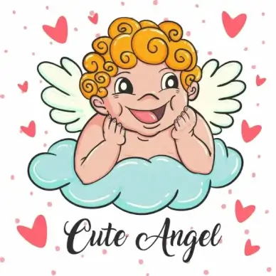 angel drawing cute kid icon colored cartoon design