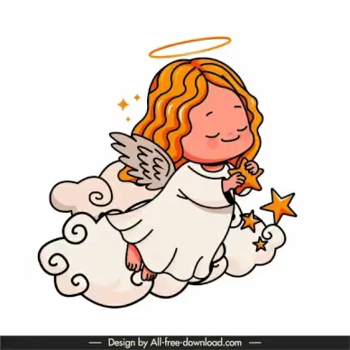 angel icon cute girl sketch handdrawn cartoon character
