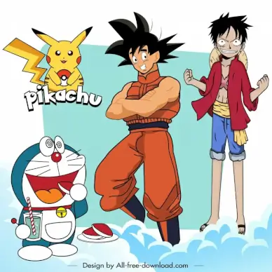 anim japonais design elements funny cute handdrawn