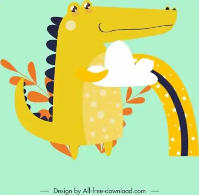animal background crocodile icon colored classical design