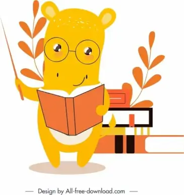 animal background education theme stylized hippo icon