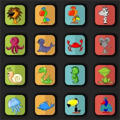 animal icons set