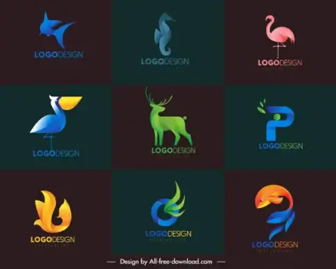 animal logotypes modern colored shapes