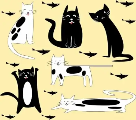 animal stickers collection cat fish icons funny design