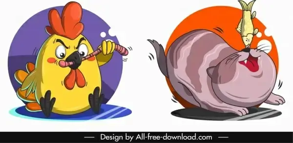 animals avatar templates chick cat icons funny cartoon