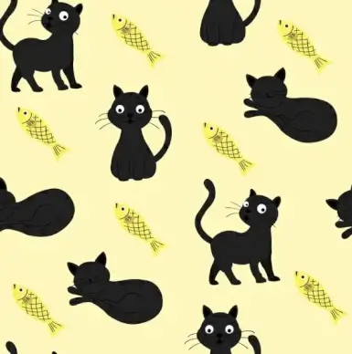 animals background cat fish icons repeating decor