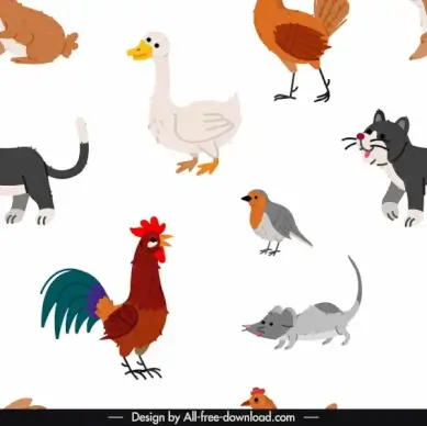 animals pattern flat retro handdrawn sketch